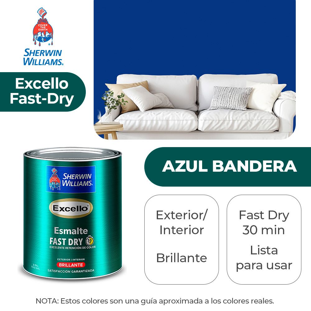 EXCELLO INT. Y EXT. BRILLO ESMALTE AZUL BANDERA GALON SHERWIN B4LSA10-1