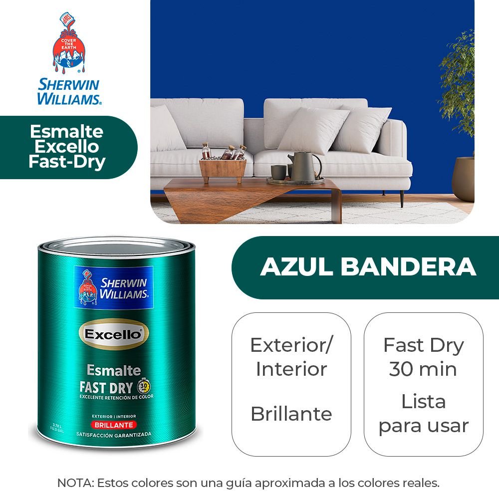 EXCELLO INT. Y EXT. BRILLO ESMALTE AZUL BANDERA GALON SHERWIN B4LSA10-1