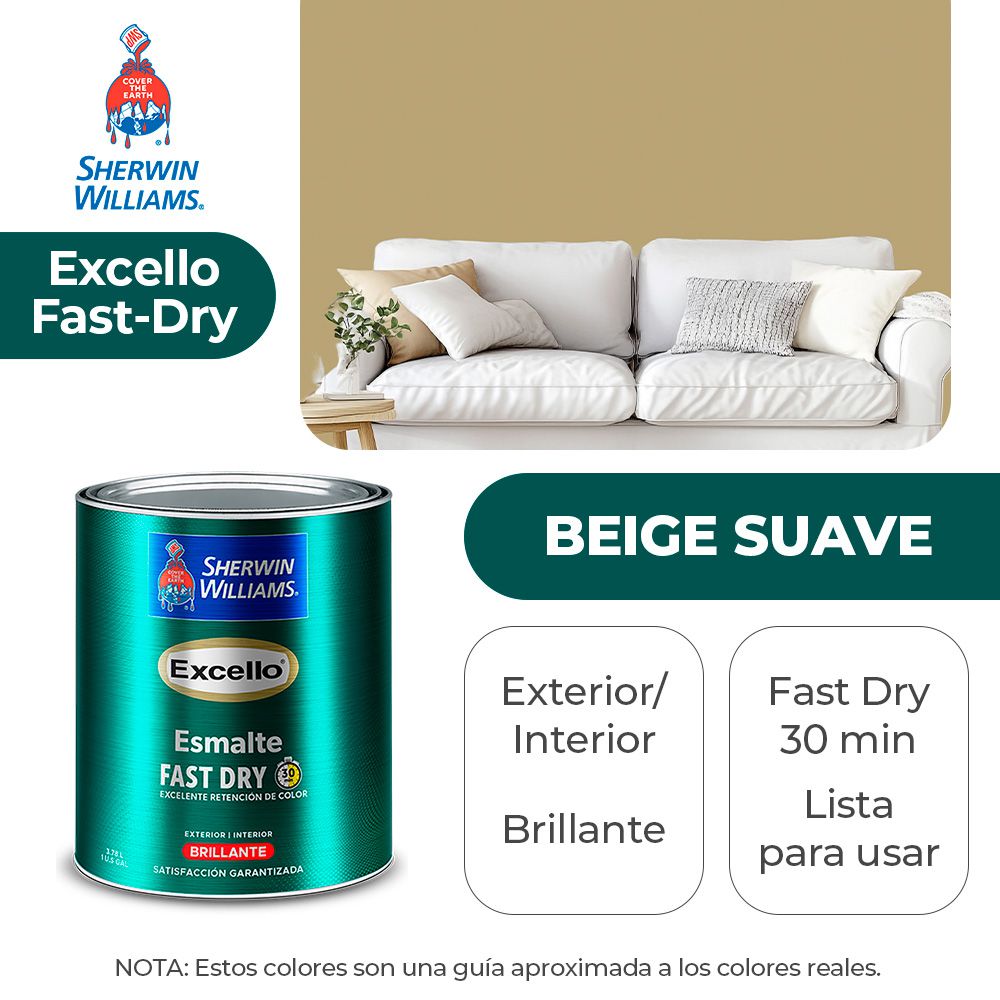 EXCELLO INT. Y EXT. BRILLO ESMALTE BEIGE SUAVE GALON SHERWIN B4NSA1-1