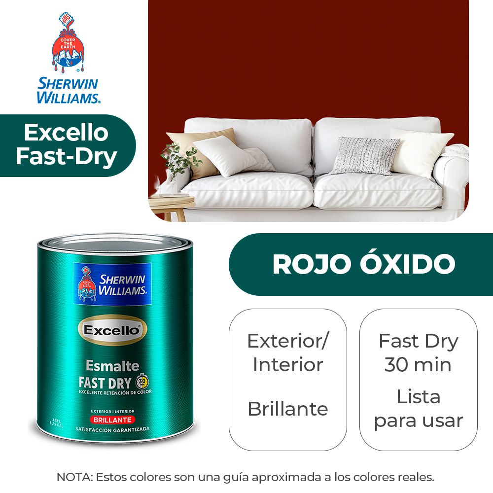 EXCELLO INT. Y EXT. BRILLO ESMALTE ROJO OXIDO GALON SHERWIN B4RSA13-1