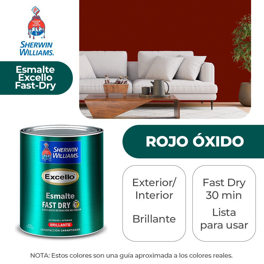 EXCELLO INT. Y EXT. BRILLO ESMALTE ROJO OXIDO GALON SHERWIN B4RSA13-1