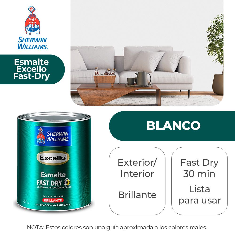 EXCELLO INT. Y EXT. BRILLO ESMALTE BLANCO GALON SHERWIN B4W56-1