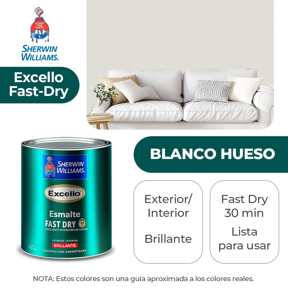 EXCELLO INT. Y EXT. BRILLO ESMALTE BLANCO HUESO GALON SHERWIN B4WSA2-1