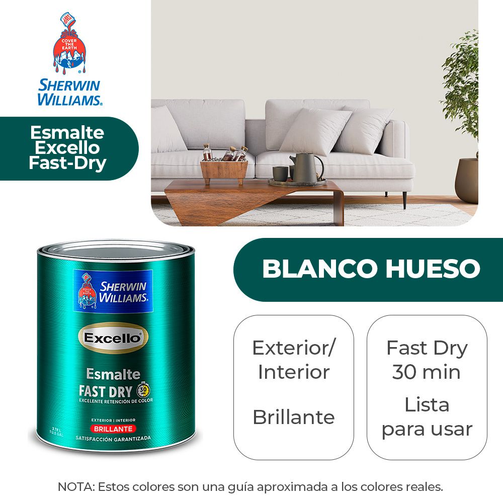 EXCELLO INT. Y EXT. BRILLO ESMALTE BLANCO HUESO GALON SHERWIN B4WSA2-1