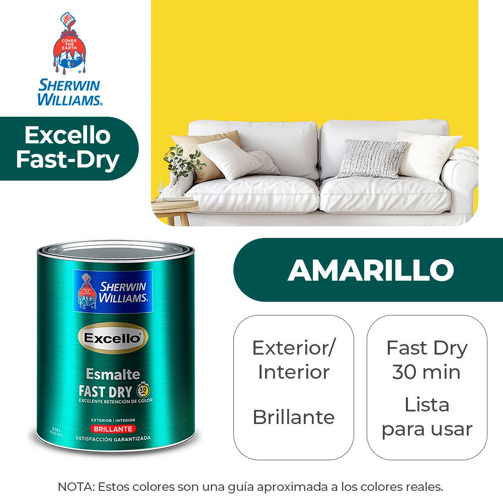 EXCELLO INT. Y EXT. BRILLO ESMALTE AMARILLO GALON SHERWIN B4YSA10-1