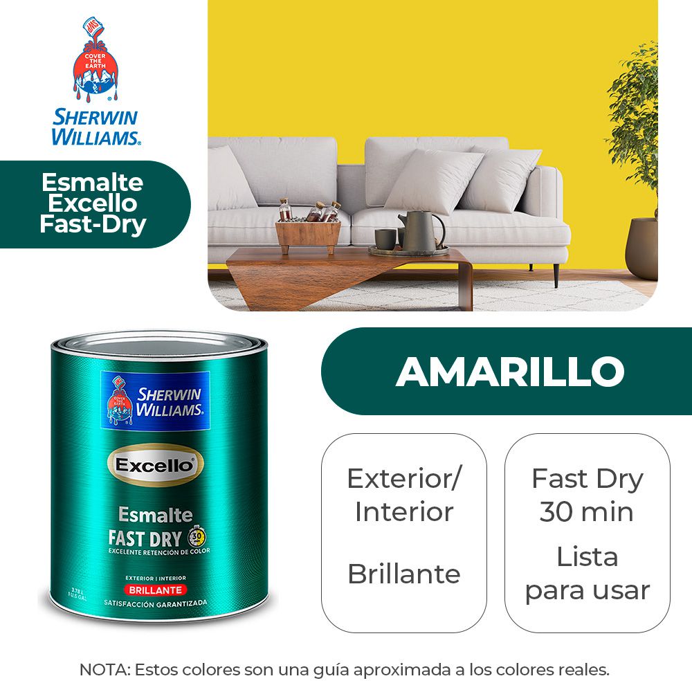 EXCELLO INT. Y EXT. BRILLO ESMALTE AMARILLO GALON SHERWIN B4YSA10-1