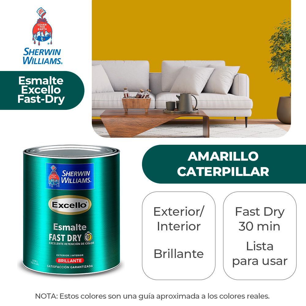 EXCELLO INT. Y EXT. BRILLO ESMALTE AMARILLO CATERPILLAR GALON SHERWIN B4YSA22-1