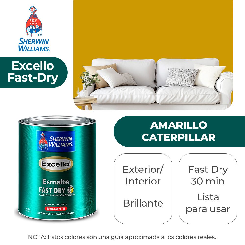 EXCELLO INT. Y EXT. BRILLO ESMALTE AMARILLO CATERPILLAR GALON SHERWIN B4YSA22-1