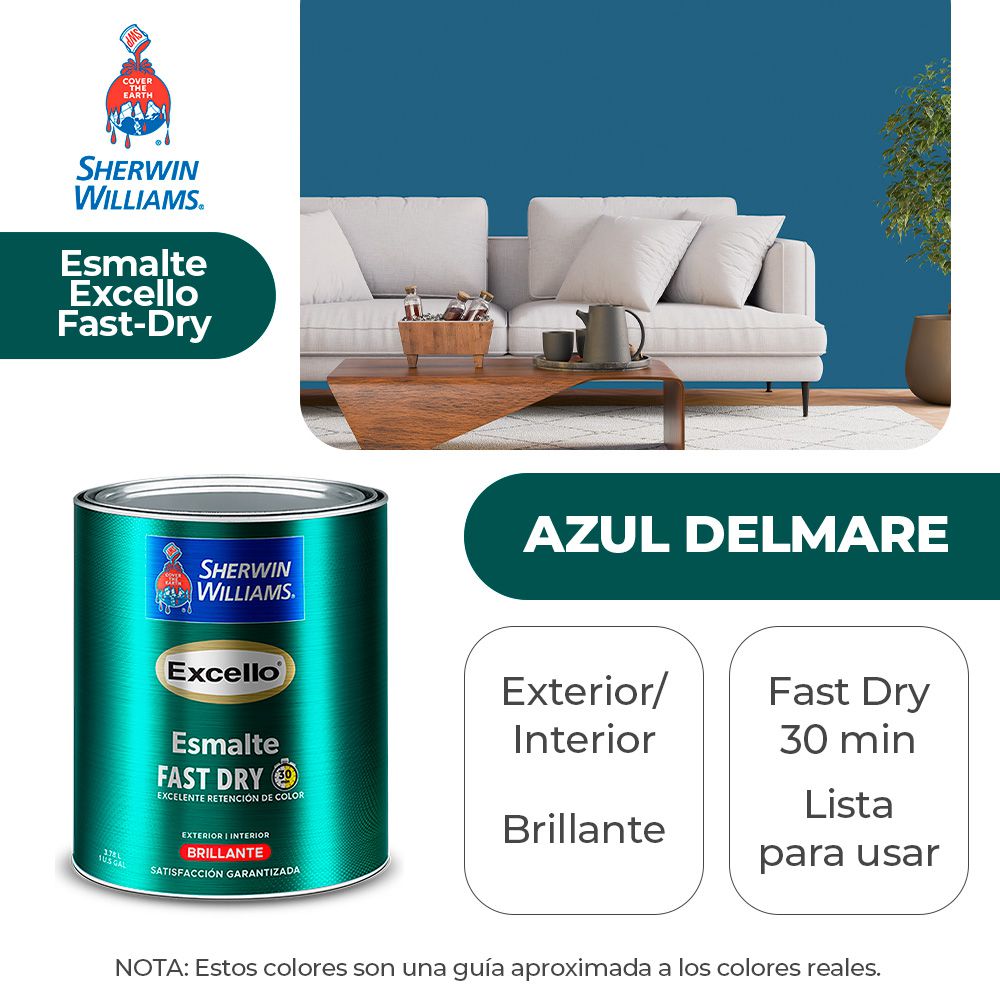 EXCELLO INT. Y EXT. BRILLO ESMALTE AZUL DELMARE GALON SHERWIN B4LSA13-1
