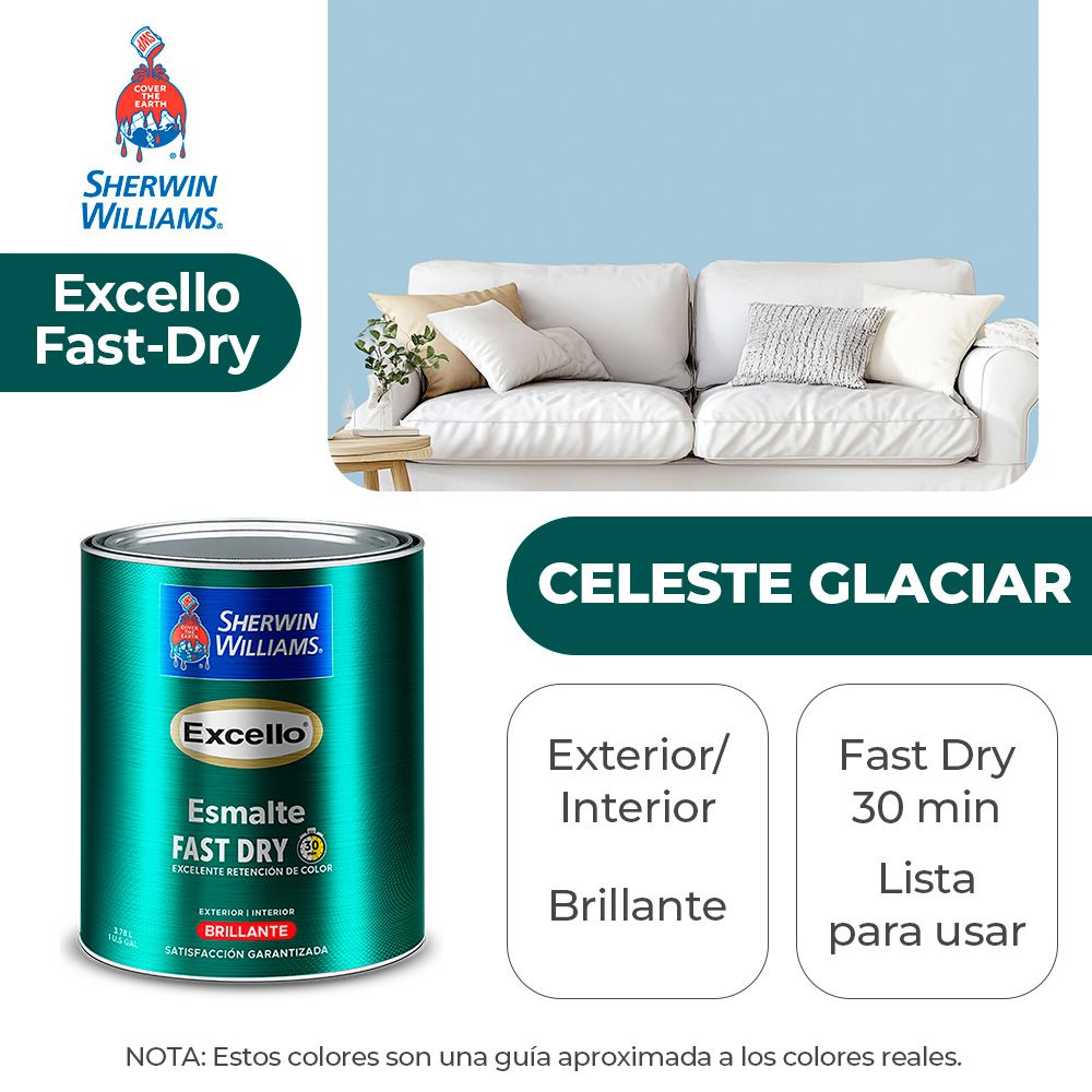 EXCELLO INT. Y EXT. BRILLO ESMALTE CELESTE GLACIAR GALON SHERWIN B4LSA15-1