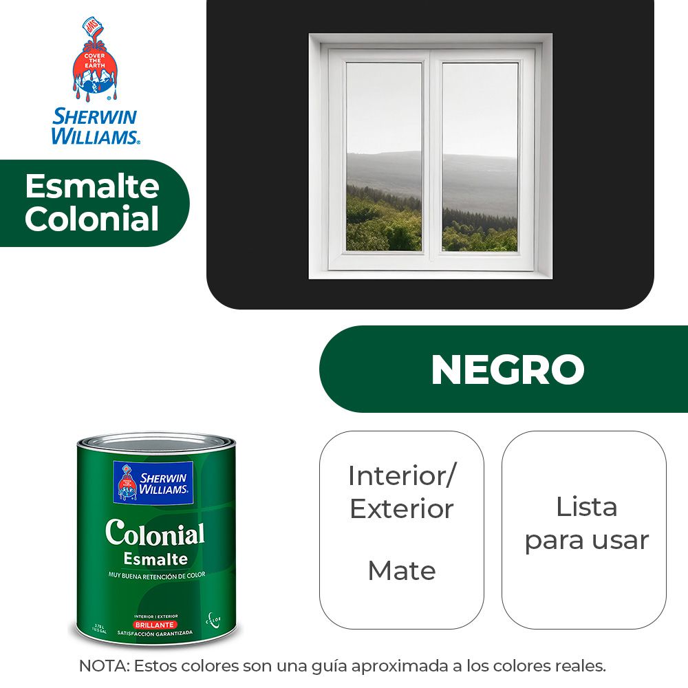 COLONIAL STYLE INT. Y EXT. MATE ESMALTE NEGRO 1/4 SHERWIN B82BSA3-1/4