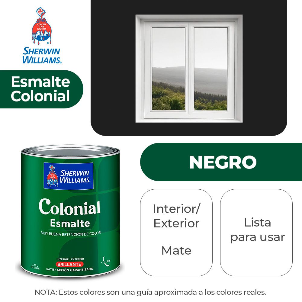 COLONIAL STYLE INT. Y EXT. MATE ESMALTE NEGRO GALON SHERWIN B82BSA3-1