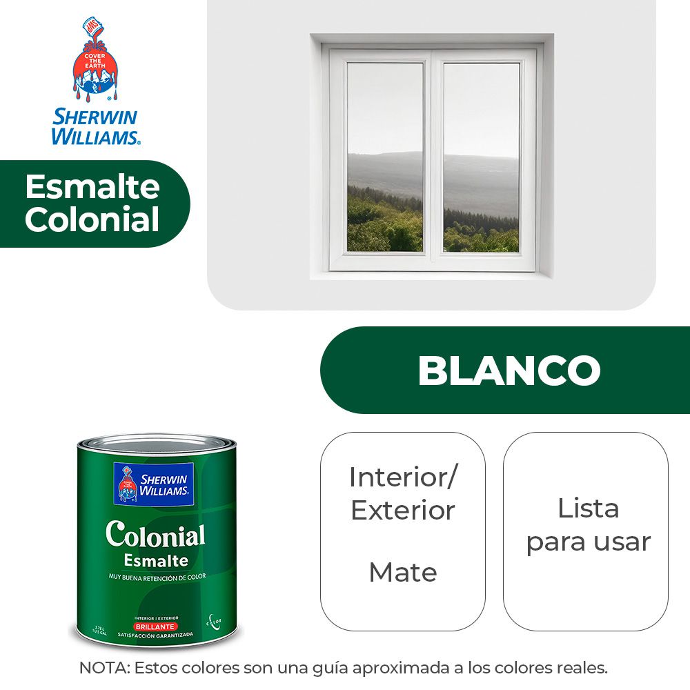 COLONIAL STYLE INT. Y EXT. MATE ESMALTE BLANCO 1/4 SHERWIN B82WSA6-1/4