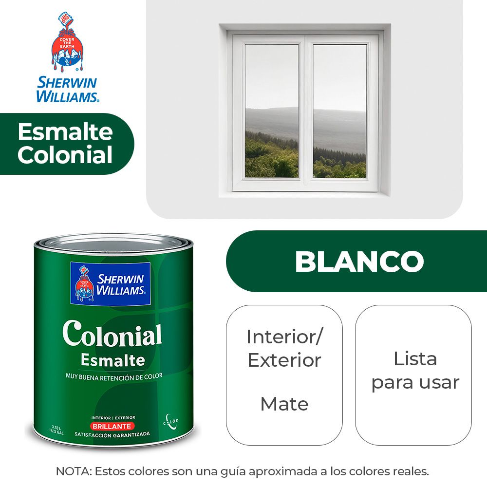 COLONIAL STYLE INT. Y EXT. MATE ESMALTE BLANCO GALON SHERWIN B82WSA6-1