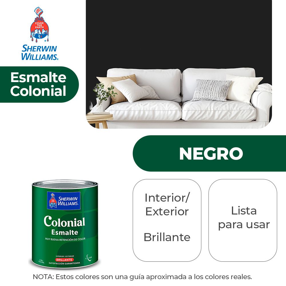 COLONIAL STYLE INT. Y EXT. BRILLO ESMALTE NEGRO 1/4 SHERWIN B82BSA1-1/4