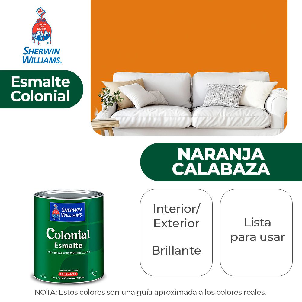 COLONIAL STYLE INT. Y EXT. BRILLO ESMALTE NARANJA CALABAZA 1/4 SHERWIN B82ESA10-1/4