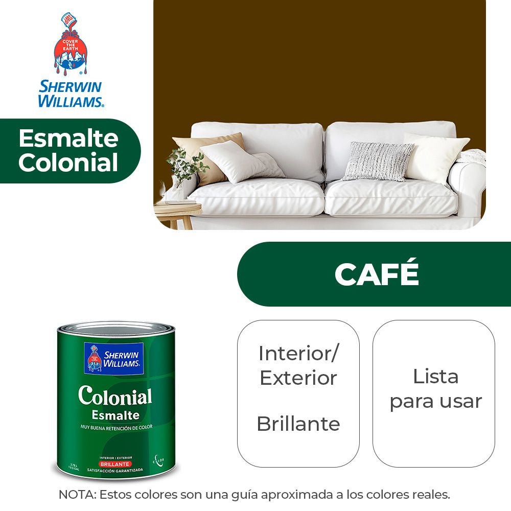 COLONIAL STYLE INT. Y EXT. BRILLO ESMALTE CAFÉ 1/4 SHERWIN B82NSA3-1/4