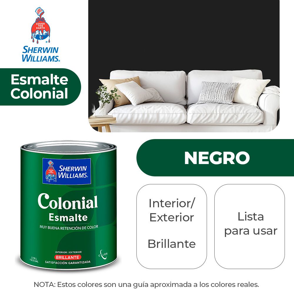 COLONIAL STYLE INT. Y EXT. BRILLO ESMALTE NEGRO GALON SHERWIN B82BSA1-1