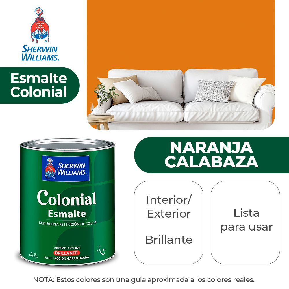 COLONIAL STYLE INT. Y EXT. BRILLO ESMALTE NARANJA CALABAZA GALON SHERWIN B82ESA10-1