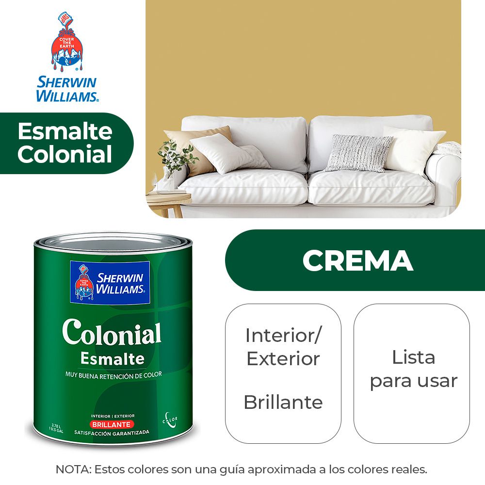 COLONIAL STYLE INT. Y EXT. BRILLO ESMALTE CREMA GALON SHERWIN B82HSA6-1