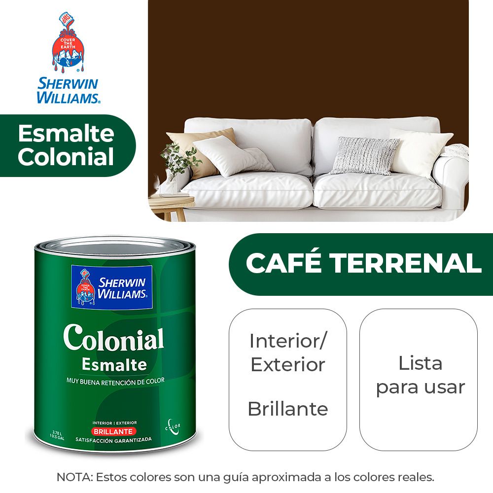 COLONIAL STYLE INT. Y EXT. BRILLO ESMALTE CAFÉ TERRENAL GALON SHERWIN B82NSA9-1