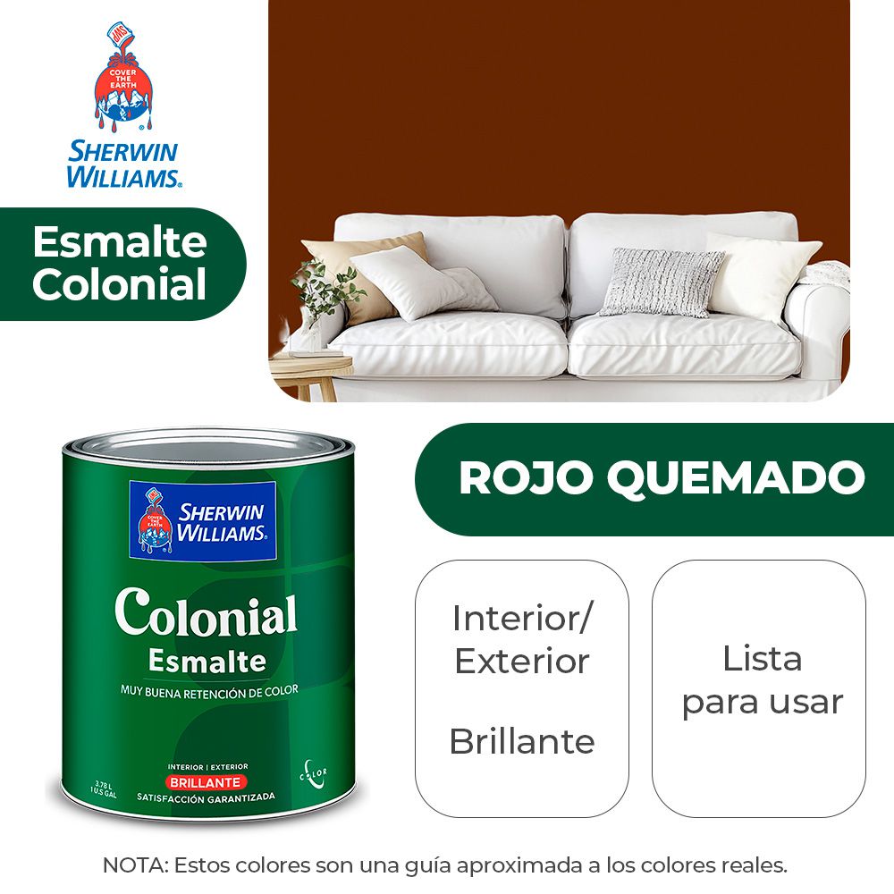 COLONIAL STYLE INT. Y EXT. BRILLO ESMALTE ROJO QUEMADO GALON SHERWIN B82RSA13-1
