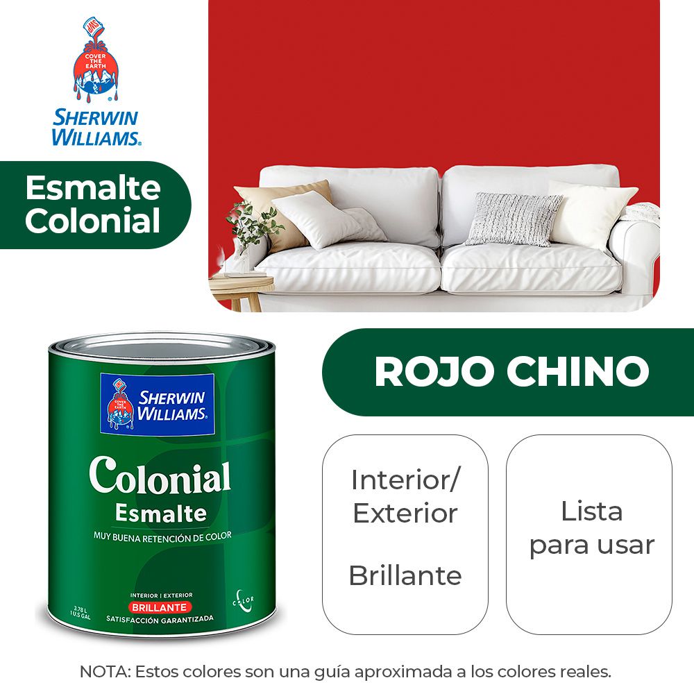 COLONIAL STYLE INT. Y EXT. BRILLO ESMALTE ROJO CHINO GALON SHERWIN B82RSA6-1