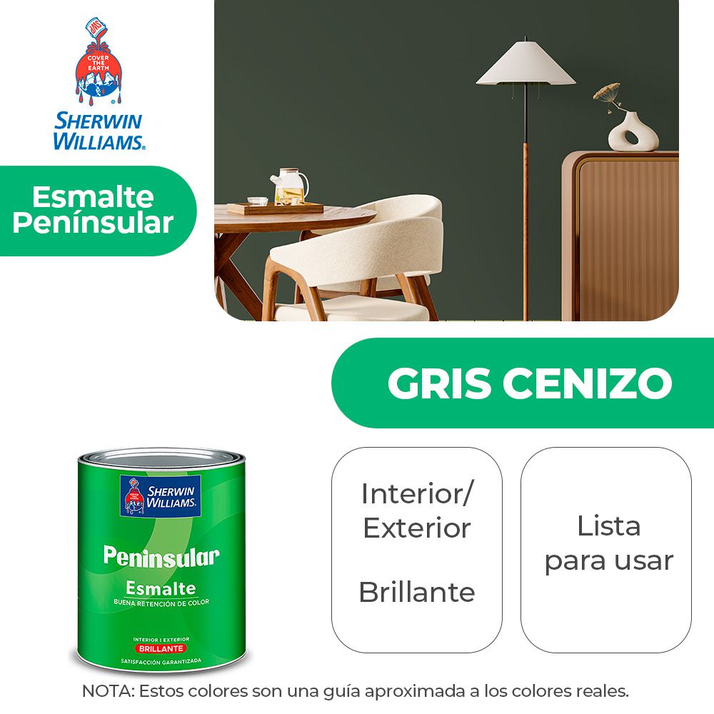 PENINSULAR INT. Y EXT. BRILLO ESMALTE GRIS CENIZO 1/4 SHERWIN K58ASA6-1/4
