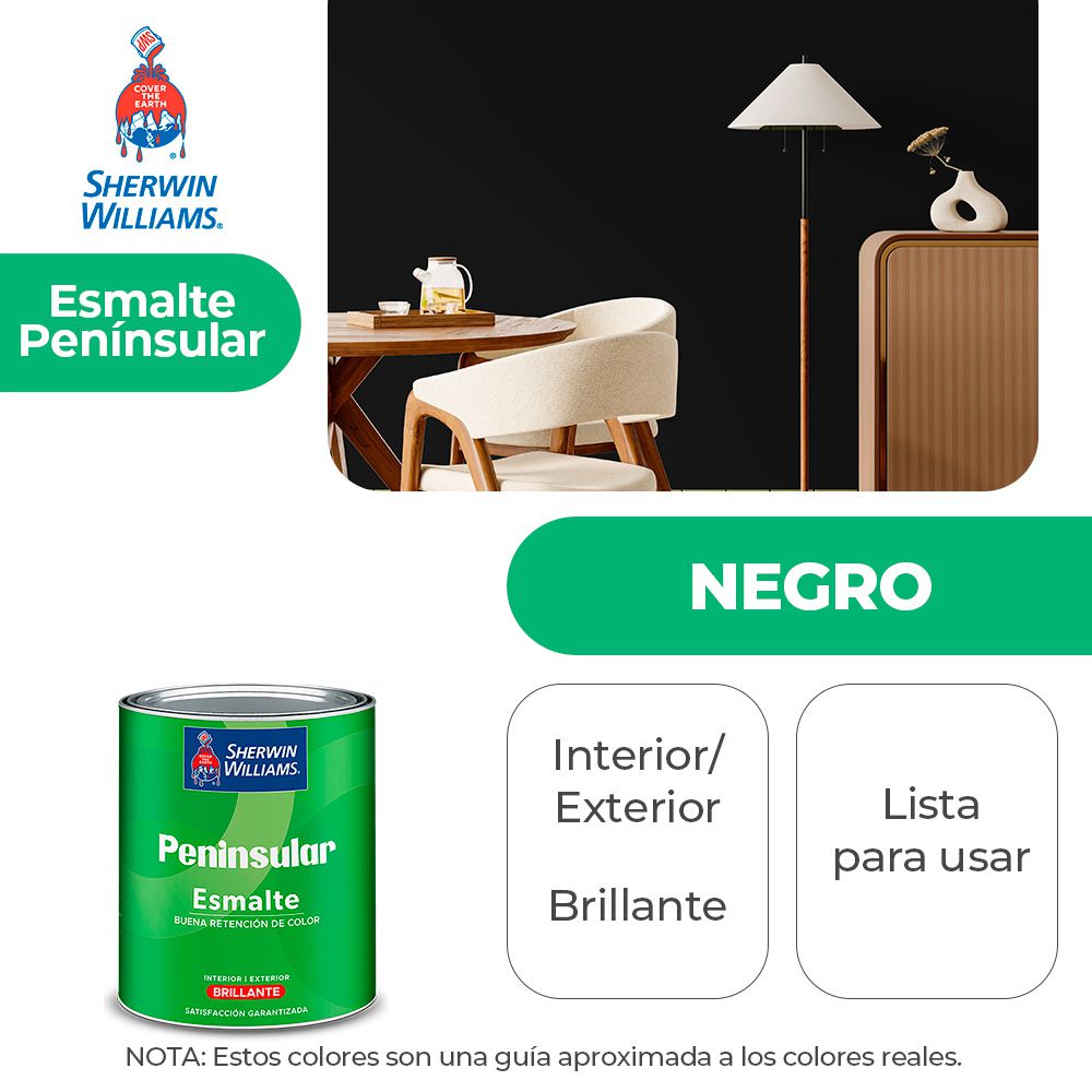 PENINSULAR INT. Y EXT. BRILLO ESMALTE NEGRO 1/4 SHERWIN K58BSA2-1/4
