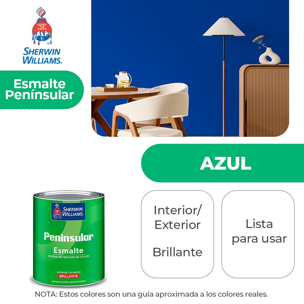 PENINSULAR INT. Y EXT. BRILLO ESMALTE AZUL 1/4 SHERWIN K58LSA6-1/4