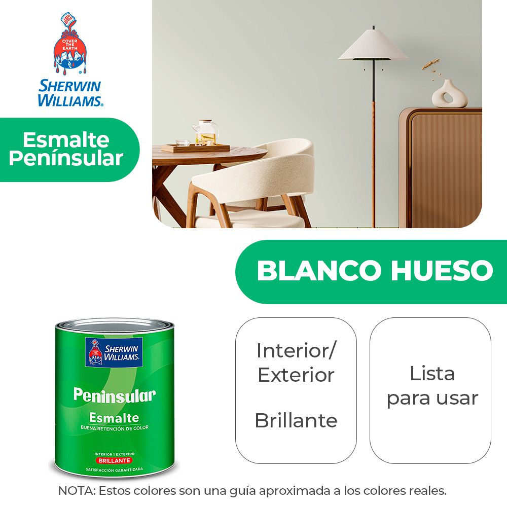 PENINSULAR INT. Y EXT. BRILLO ESMALTE BLANCO HUESO 1/4 SHERWIN K58WSA2-1/4