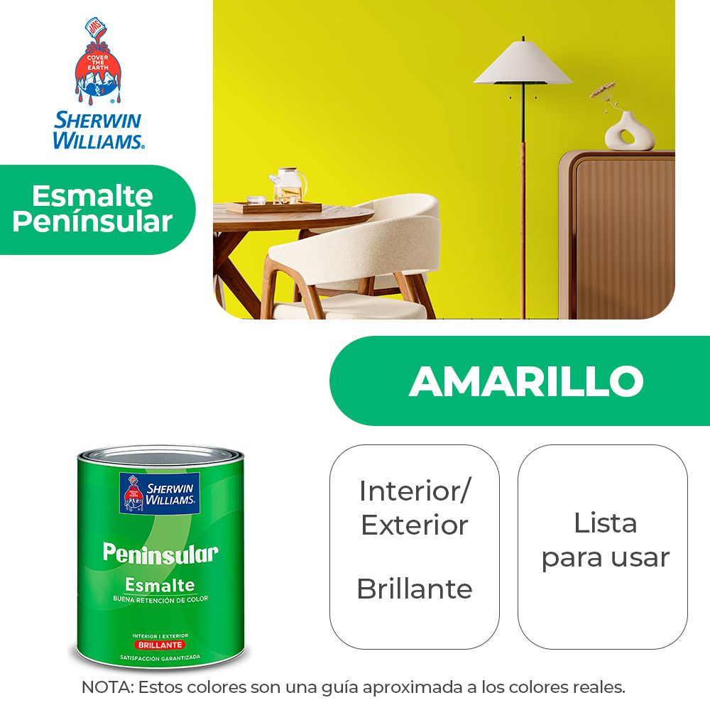 PENINSULAR INT. Y EXT. BRILLO ESMALTE AMARILLO 1/4 SHERWIN K58YSA1-1/4