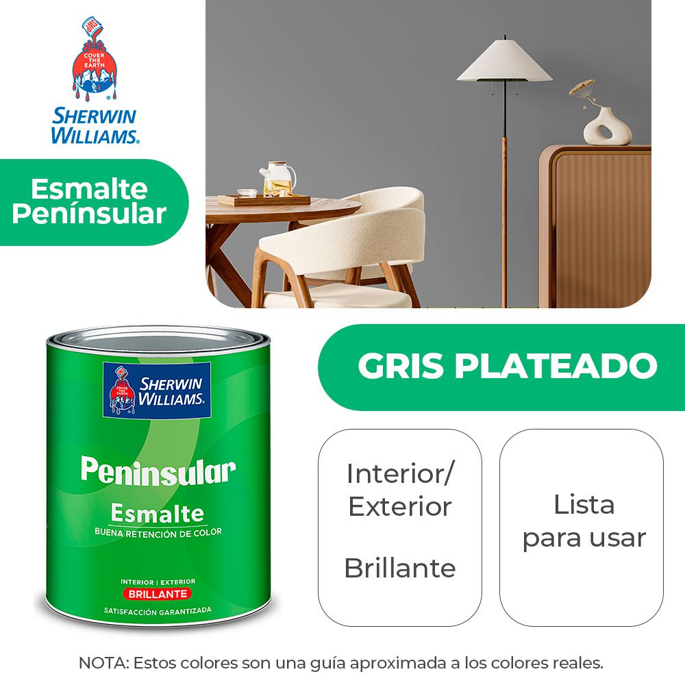 PENINSULAR INT. Y EXT. BRILLO ESMALTE GRIS PLATEADO GALON SHERWIN K58ASA5-1