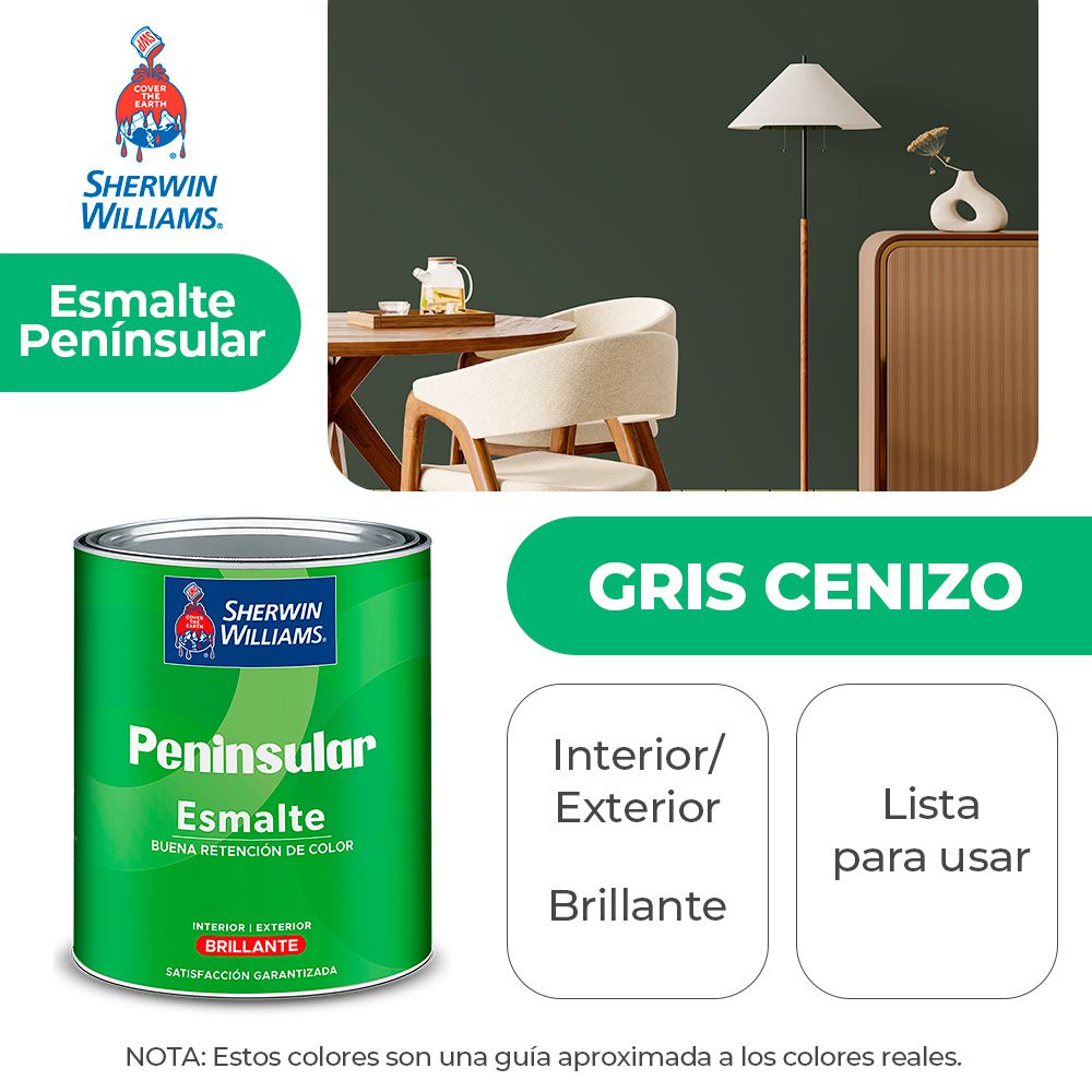 PENINSULAR INT. Y EXT. BRILLO ESMALTE GRIS CENIZO GALON SHERWIN K58ASA6-1