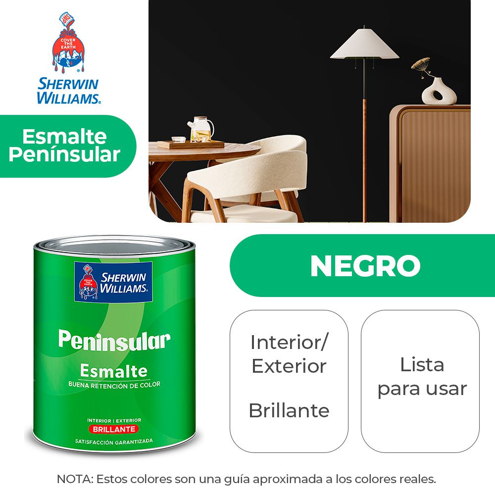 PENINSULAR INT. Y EXT. BRILLO ESMALTE NEGRO GALON SHERWIN K58BSA2-1
