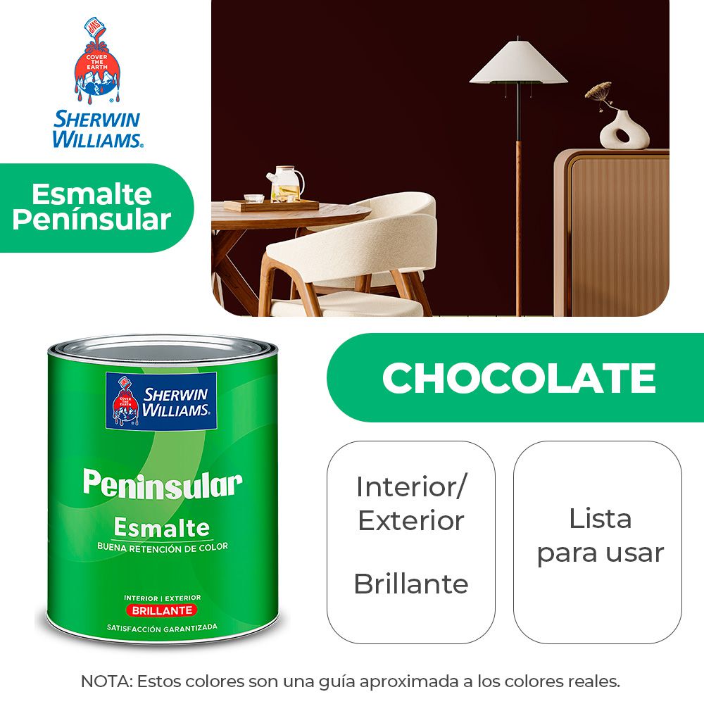 PENINSULAR INT. Y EXT. BRILLO ESMALTE CHOCOLATE GALON SHERWIN K58NSA1-1