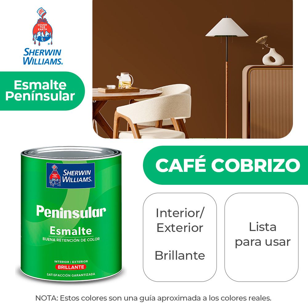 PENINSULAR INT. Y EXT. BRILLO ESMALTE CAFÉ COBRIZO GALON SHERWIN K58NSA2-1
