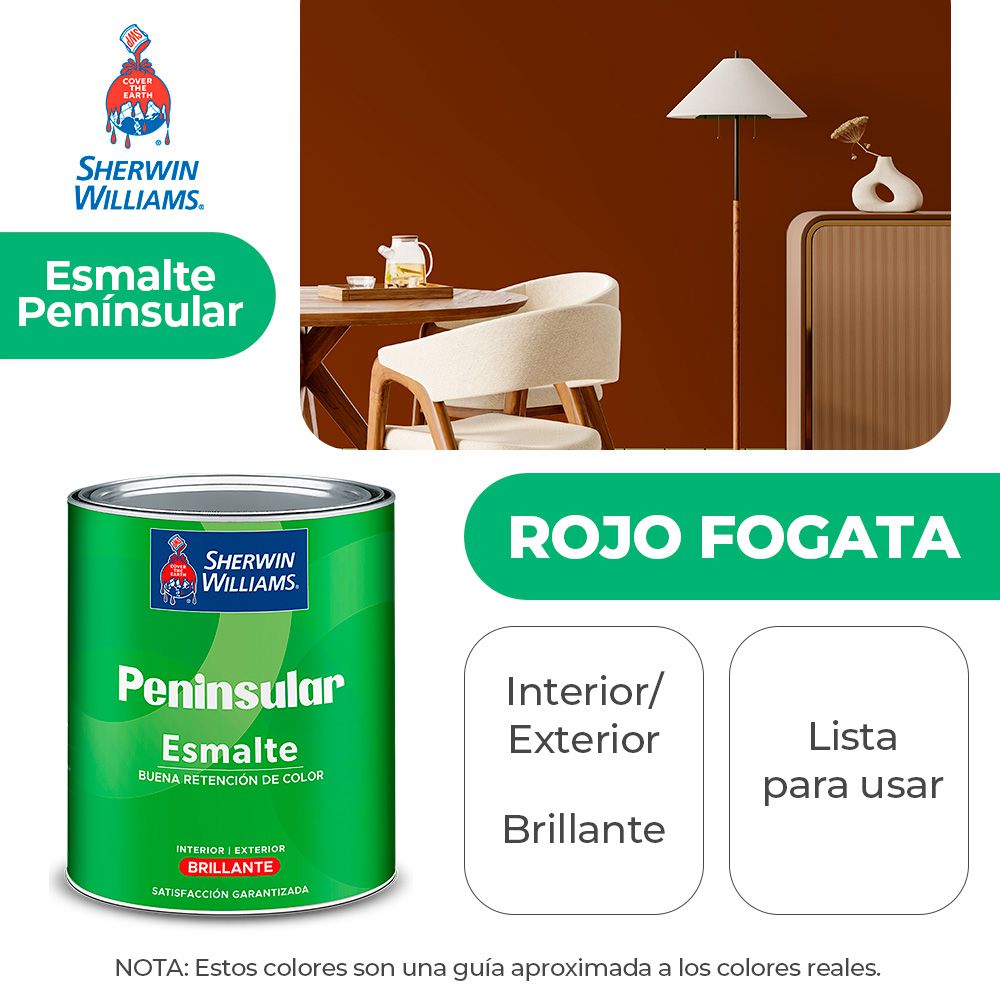 PENINSULAR INT. Y EXT. BRILLO ESMALTE ROJO FOGATA GALON SHERWIN K58RSA13-1