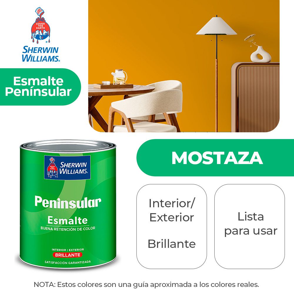 PENINSULAR INT. Y EXT. BRILLO ESMALTE MOSTAZA GALON SHERWIN K58YSA6-1