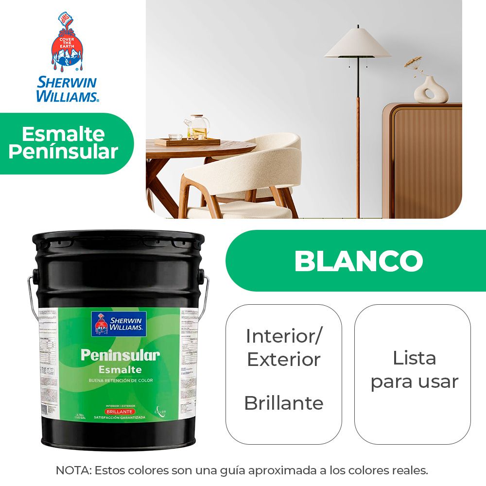 PENINSULAR INT. Y EXT. BRILLO ESMALTE BLANCO CUBETA SHERWIN K58WSA1-5