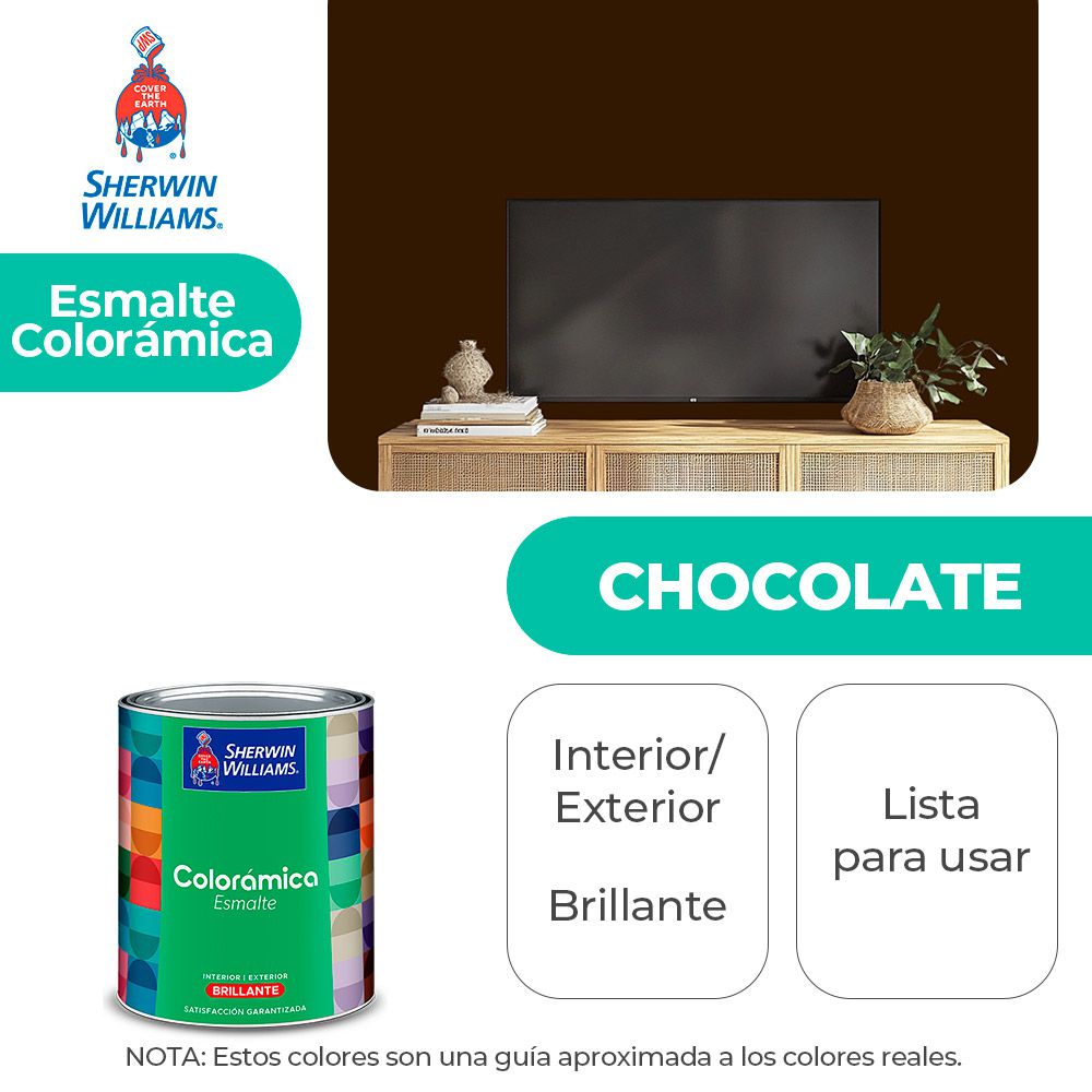 COLORAMICA INT. Y EXT. BRILLO ESMALTE CHOCOLATE 1/4 SHERWIN Y82NSA1-1/4