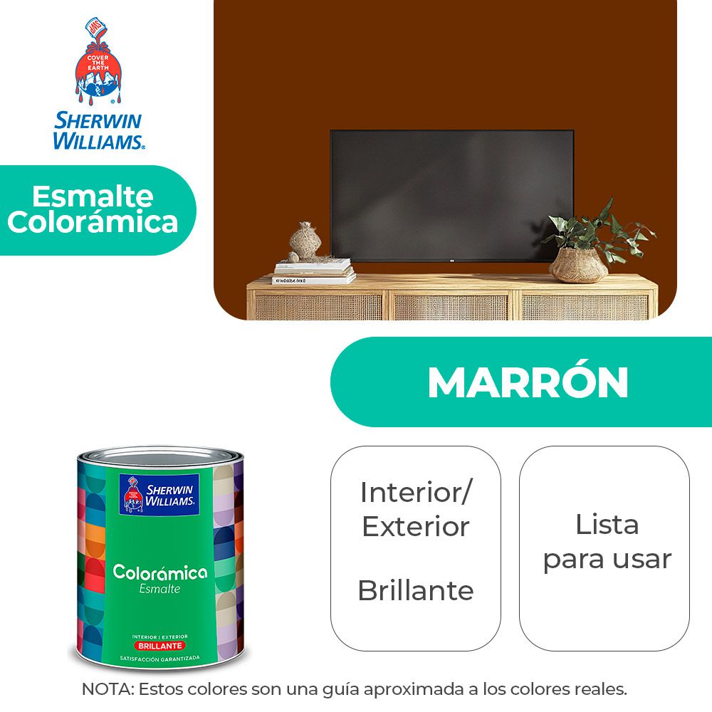 COLORAMICA INT./EXT. BRILLO ESMALTE MARRON 1/4 SHERWIN Y82RSA4-1/4