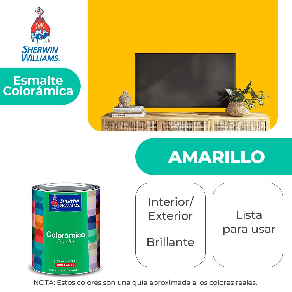 COLORAMICA INT./EXT. BRILLO ESMALTE AMARILLO 1/4 SHERWIN Y82YSA1-1/4