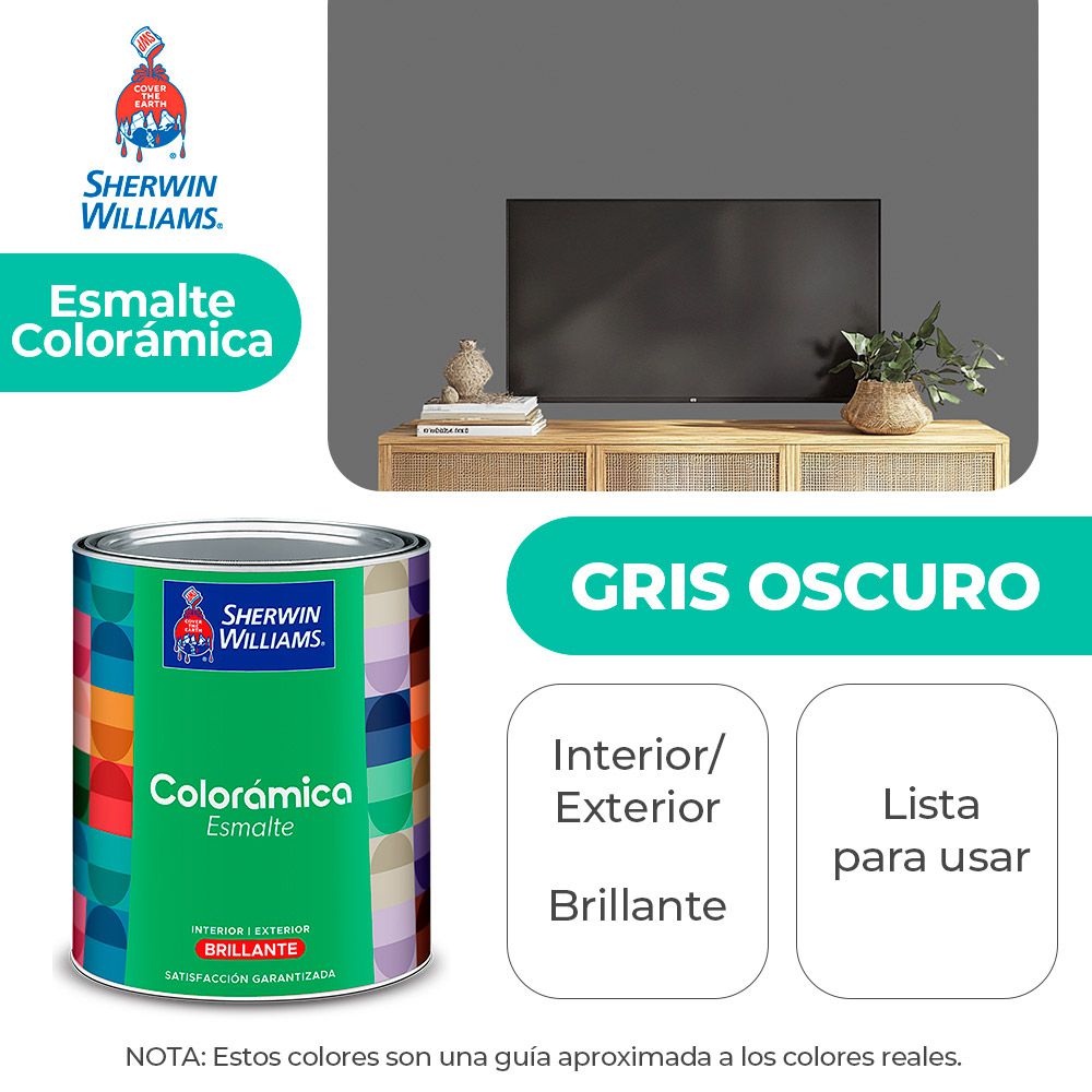 COLORAMICA INT. Y EXT. BRILLO ESMALTE GRIS OSCURO GALON SHERWIN Y82ASA1-1