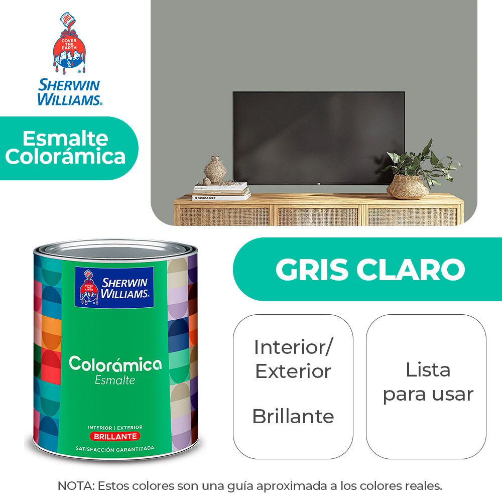COLORAMICA INT. Y EXT. BRILLO ESMALTE GRIS CLARO GALON SHERWIN Y82ASA2-1
