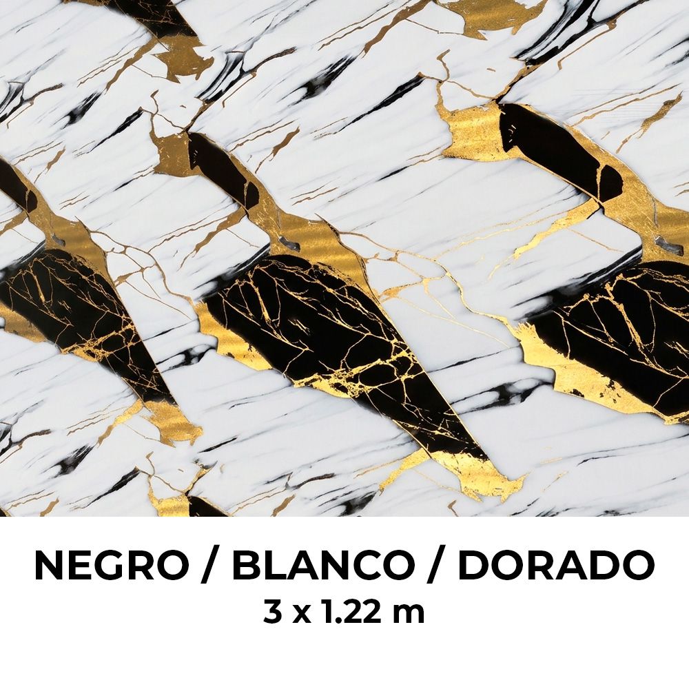PANEL VINILICO CON ADHESIVO NEGRO/BLANCO/DORADO 3MTSX1.22MTS HP1000-3