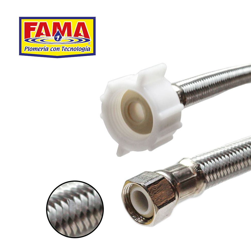 TUBO ABASTO FAMA POLIACERO PARA LAVABO 1/2 X 3/8 X 22 PULG 3910