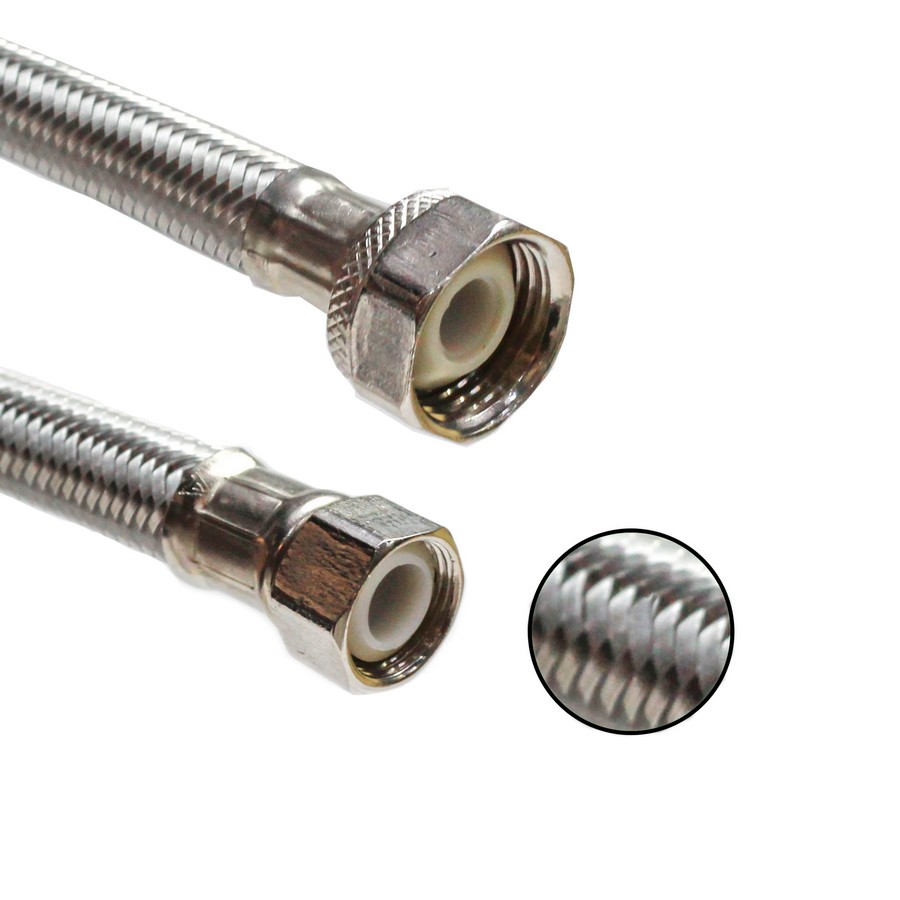 TUBO ABASTO FAMA POLIACERO PARA LAVABO 1/2 X 3/8 X 22 PULG 3910
