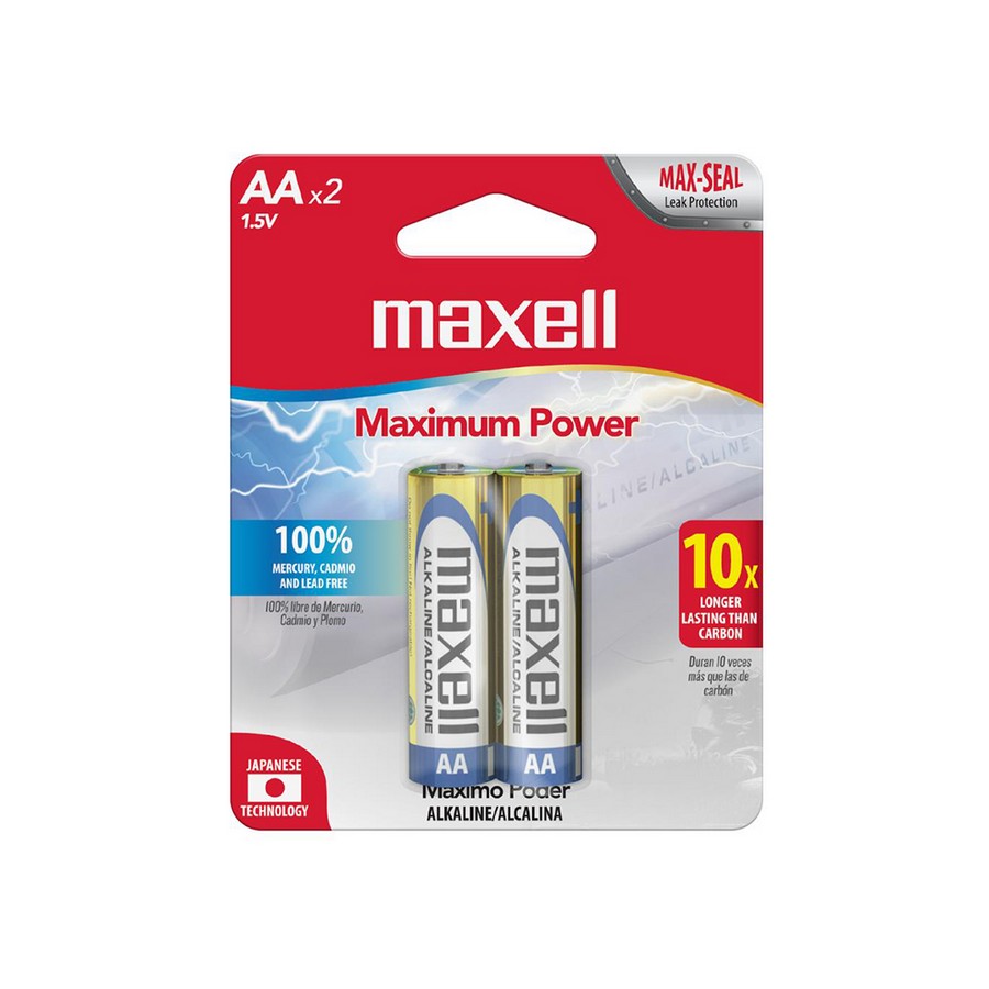 PILA ALCALINA DOBLE A 1.5V MAXELL AA-2BP (2 PACK)