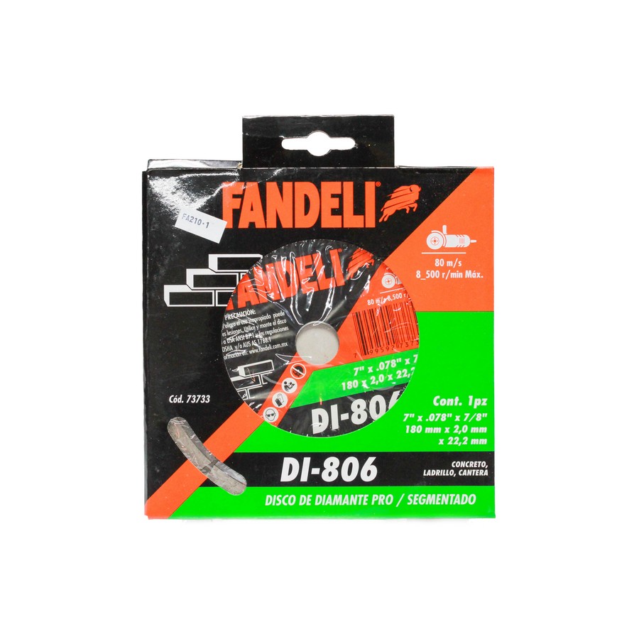 DISCO DIAMANTE FANDELI 7 1/4 PULG SEGMENTADO (SECO) 73733
